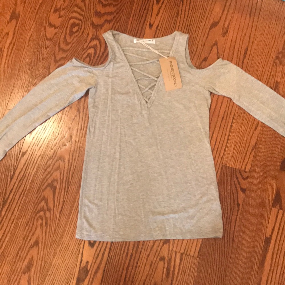 Long sleeve lace up tee